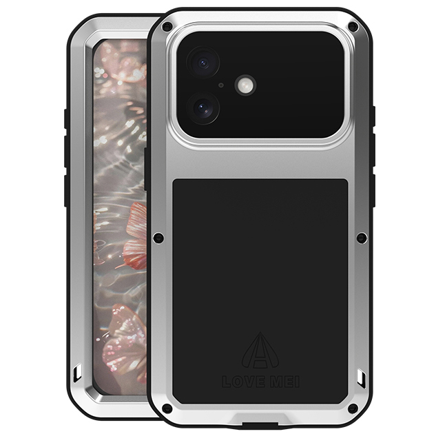 Etui pancerne + szkło LOVE MEI Powerful do iPhone 17, srebrne